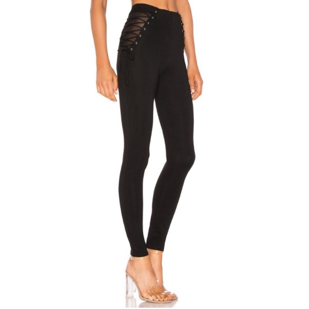 H.ours Revolve High and Wide Lace Up Leggings Sexy Festival Concert Black Small - Picture 12 of 12